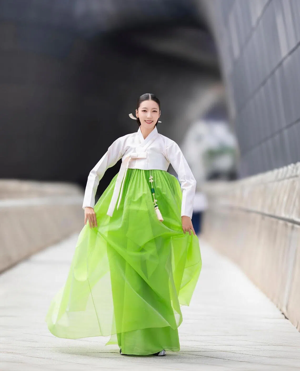 K-culture content creator Shin Chae-min said she often draws curious stares when in full traditional dress, “as though someone from the Joseon dynasty has suddenly appeared in the middle of a modern city”.