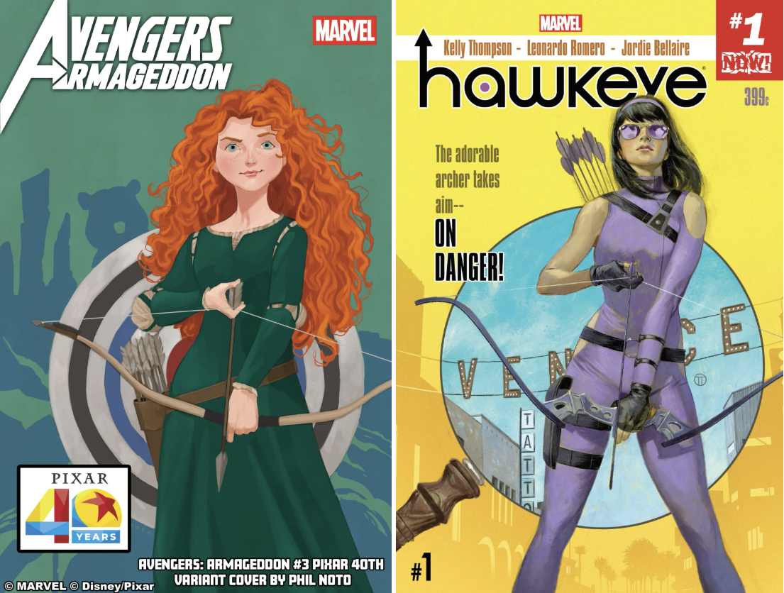 Marvel comic cover and Pixar anniversary cover variant