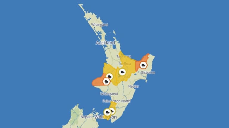 An active front was expected to move eastwards across the North Island from late Thursday to early Saturday, bringing periods of heavy rain and possible squally thunderstorms.