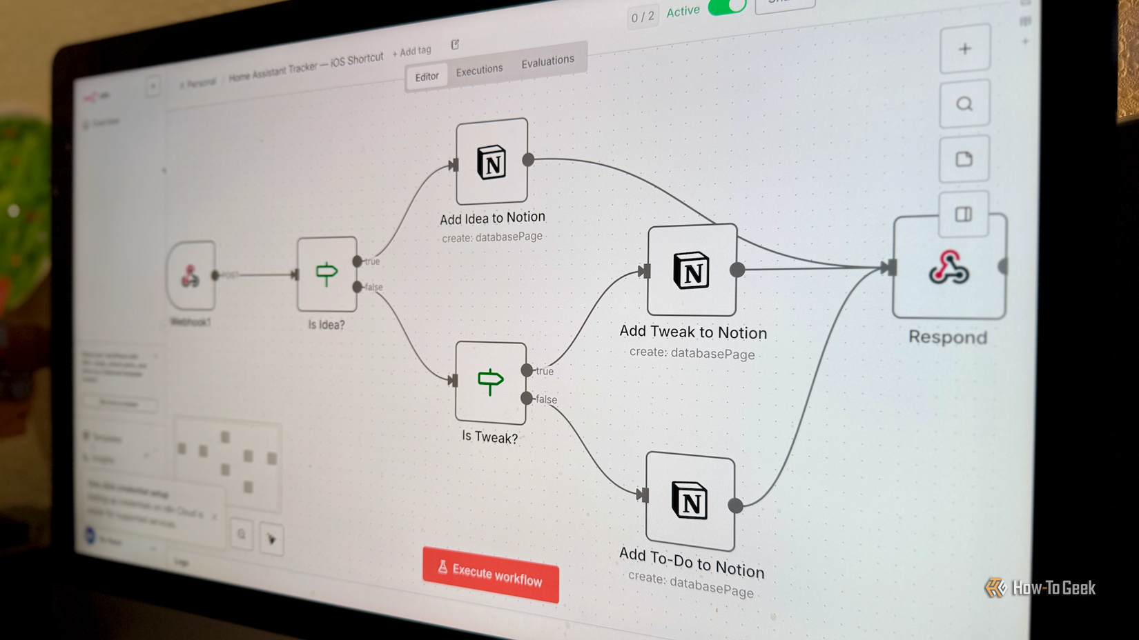 An n8n automation on an iMac.