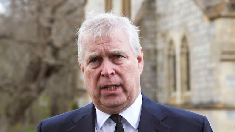 Andrew Mountbatten-Windsor speaks during a television interview at the Royal Chapel of All Saints at Royal Lodge in Windsor, April 11, 2021