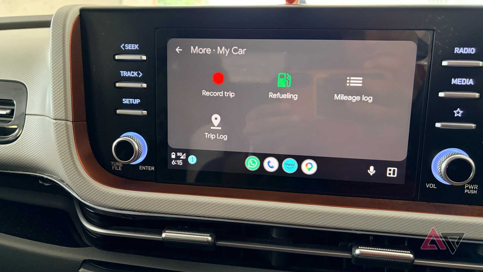A screenshot showing Fuelio on Android Auto
