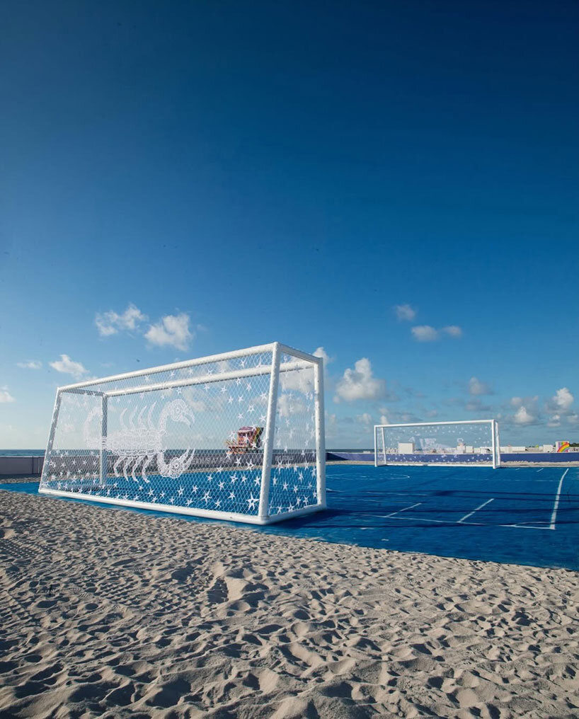 argentine artisans crochet soccer nets into monumental artworks on miami beach - 1