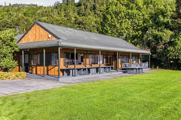 Braxmere Lodge, at the southern end of Lake Taupō, comprises 10 apartments, a restaurant and a manager's house. It has an asking price of $3m plus GST. Photo / Supplied