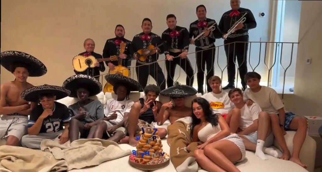 Cristiano Ronaldo Jr. and his friends took a break from the festivities to watch Portugal’s World Cup match.