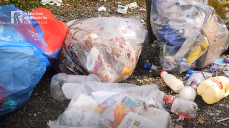 Bags of rubbish in Kerikeri.