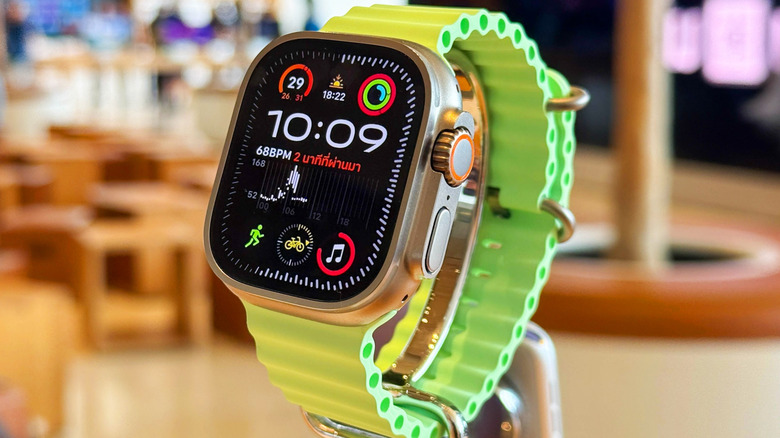 An Apple Watch Ultra 3 on display in a store