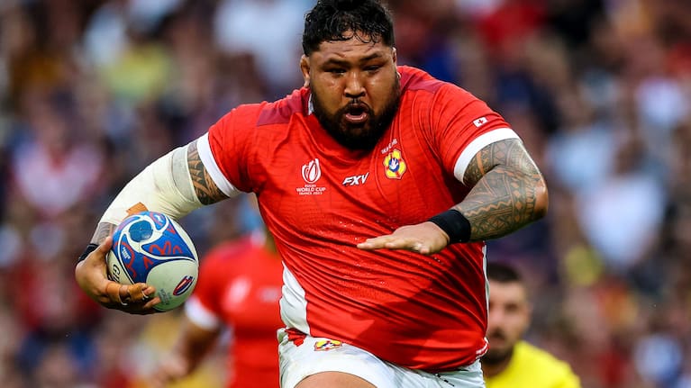 Ben Tameifuna gets up to full speed for Tonga in the 2023 Rugby World Cup.