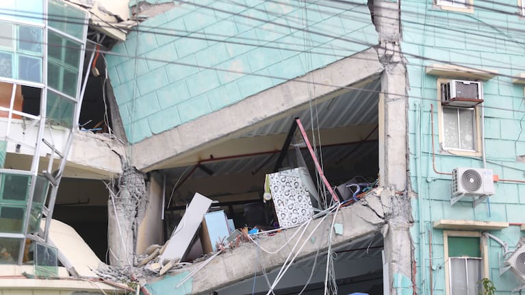 Buildings damaged after an earthquake in General Santos, Philippines.
