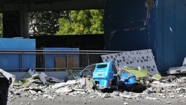 Buildings damaged after an earthquake in General Santos, Philippines.