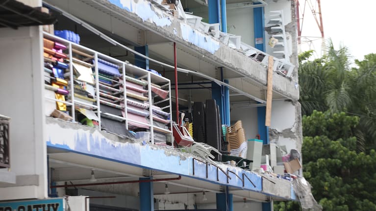 Buildings damaged after an earthquake in General Santos, Philippines.