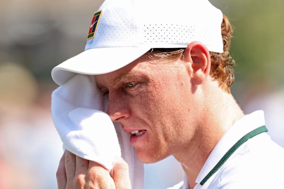 Jannik Sinner survived the Wimbledon exhibition match, weeks after wilting in the heat at the French Open.