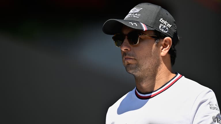 Cadillac driver Sergio Perez of Mexico walks through the paddock as he arrives for the Austrian F1 Grand Prix, in Spielberg, Austria.