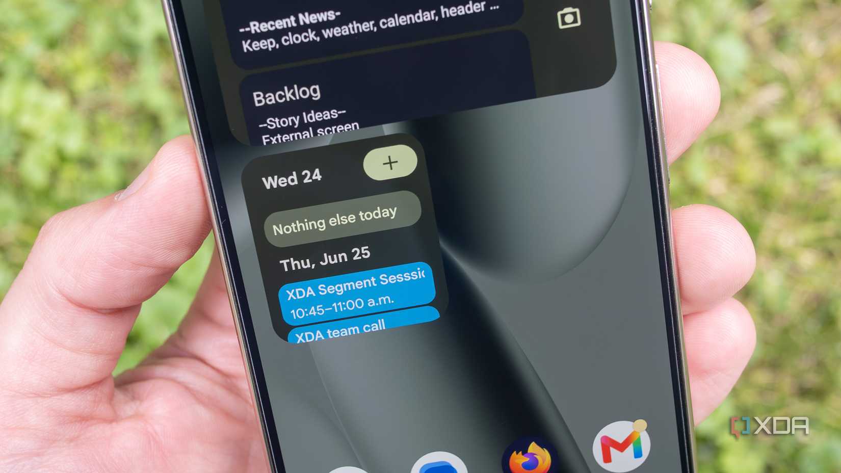The Pixel 10 Pro with the Calendar widget on it