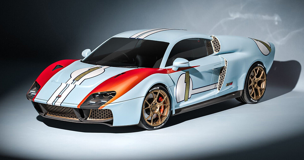 GT40 silhouette reworked into carbon fiber supercar restomod