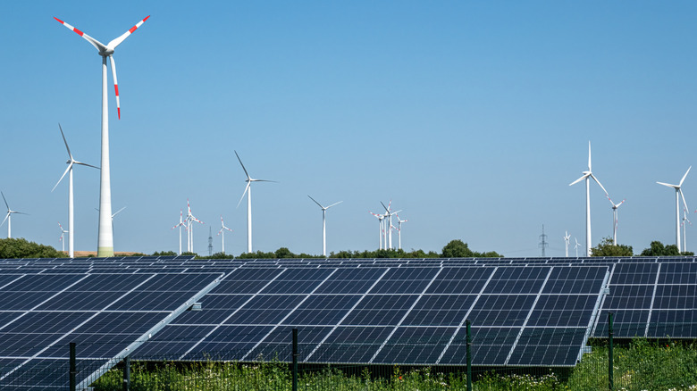 Wind turbines and solar panels in Germany
