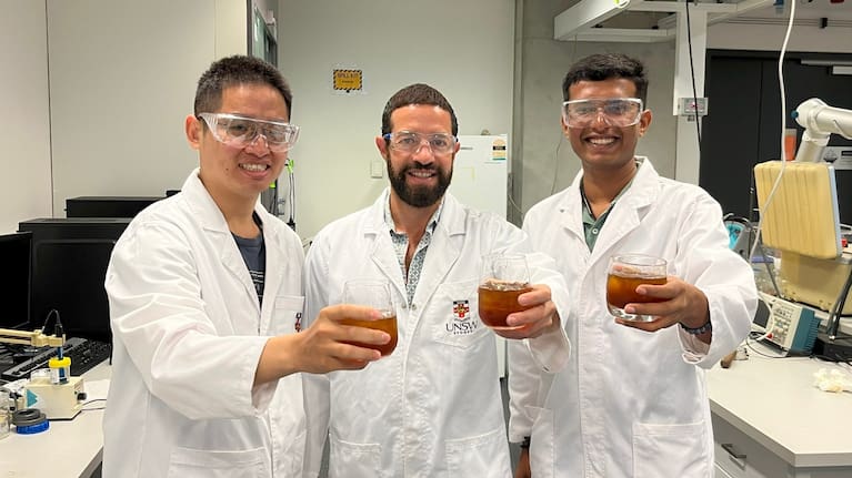 Coffee researchers Shih-Hao Chiu, Dr Francisco Trujillo and Nikunj Naliyadhara.