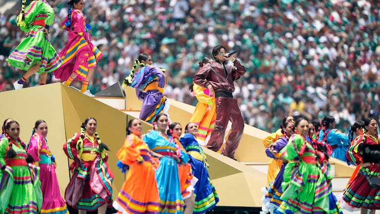Colombian singer J Balvin performs before the start of the World Cup Group A match between Mexico and South Africa in Mexico City, Thursday, June 11, 2026.