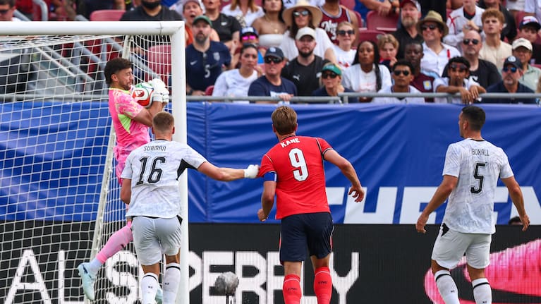 Crocombe makes a save against England in Tampa, Florida.