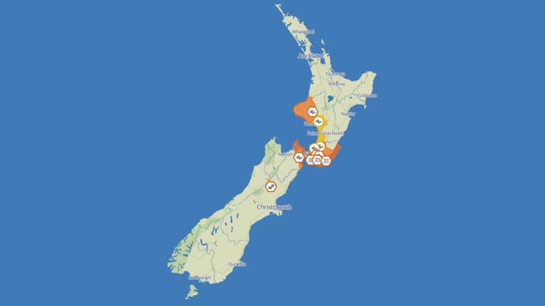 Current watches and warnings. Source: MetService 