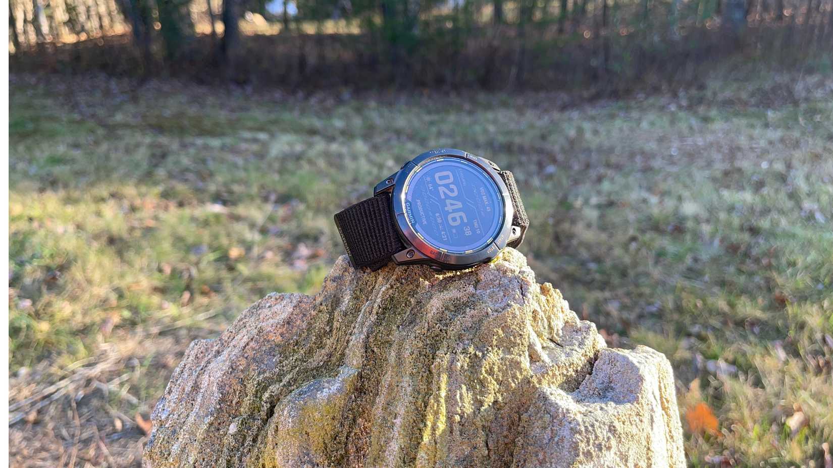Garmin-Enduro 2 outdoors on a rock