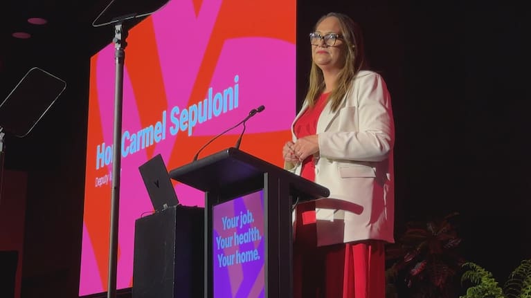 Deputy Labour leader Carmel Sepuloni speaks at the party conference in Wellington.