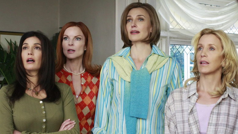 A group of Desperate Housewives stare in disbelief