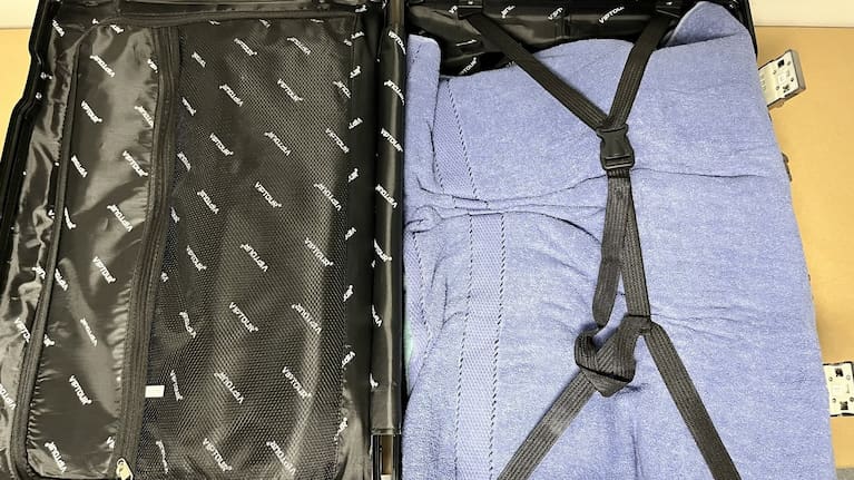 An x-ray of his suitcase revealed the presence of a crystal-like substance scattered throughout.
