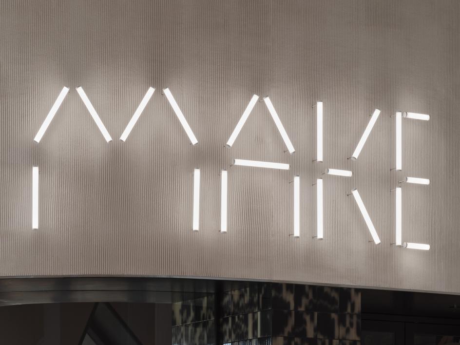 A stencil font made from LED strips.
