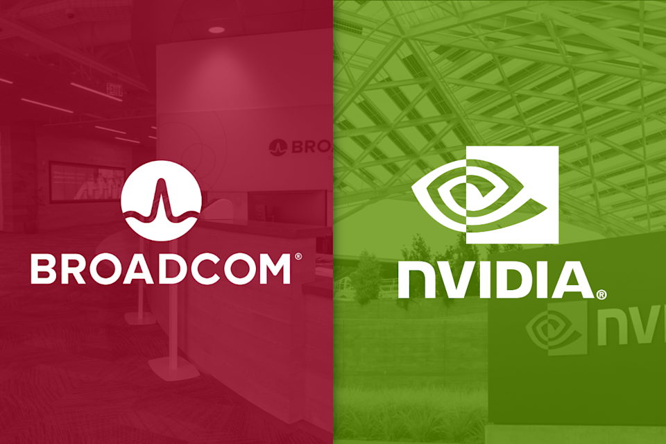 Image of the Broadcom and Nvidia logo.
