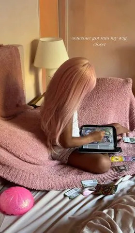 Kylie Jenner's daughter Stormi wears her pink wigCredit: Instagram/Kylie Jenner
