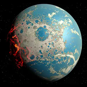 SwRI Institute Scientist Dr. Simone Marchi created this artistic rendering of early Earth, which shows a surface pummeled by large impacts, creating hydrothermal conditions that could support the evolution of life. Credit: SwRI