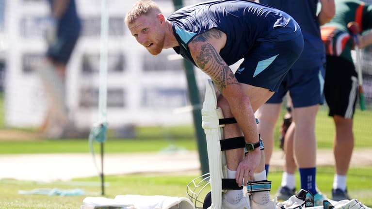England's Ben Stokes prepares for a nets session at Trent Bridge Cricket Ground, ahead of the third cricket test match against New Zealand, in Nottingham, England.