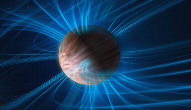 Illustration showing magnetic field around an exoplanet. Credit: ESO/M. Kornmesser, L. Calçada