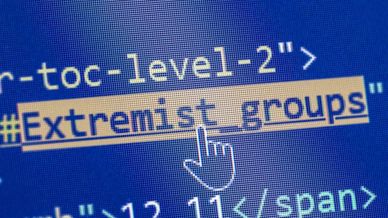 Extremist groups in the source code of a website (file image). 