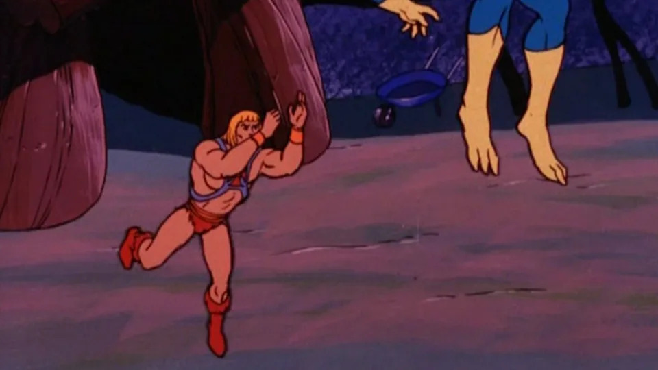 He-Man throws Merman in Masters of the Universe cartoon