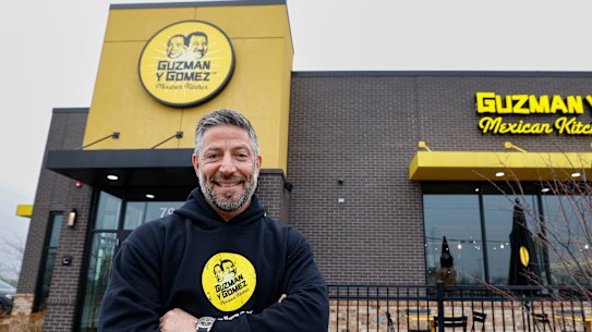 Steven Marks, pictured outside one of Guzman y Gomez’s US outlets, has pulled the plug on the expansion.