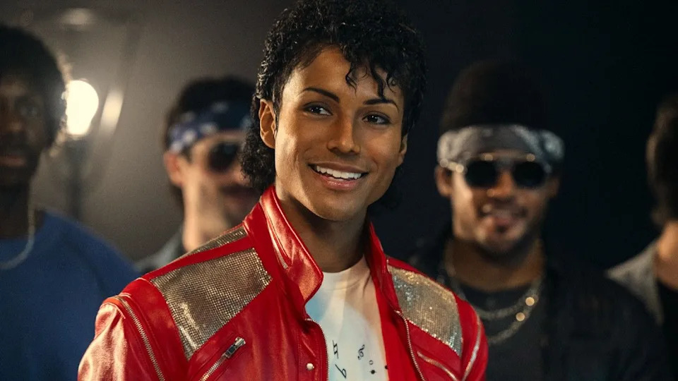 Michael Jackson (Jaafar Jackson) smiles while training for "Beat It" in Michael.