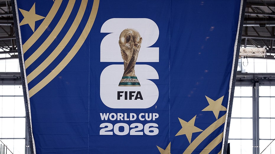 A detailed view of the FIFA World Cup 2026 sign inside Dallas Stadium