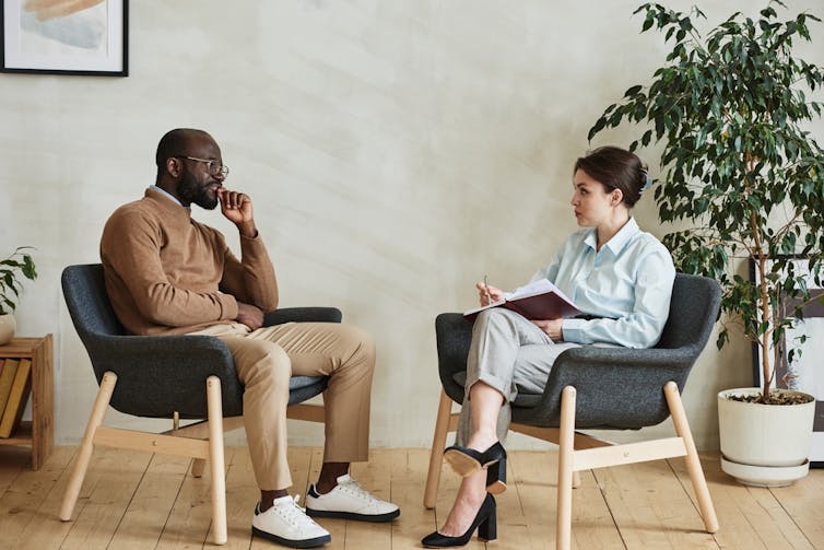 A black man in therapy.