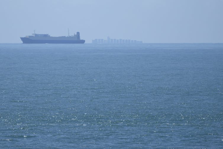 a ship at sea