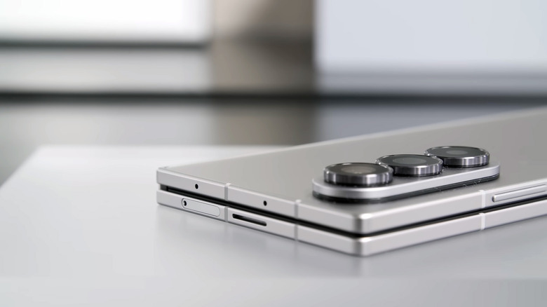 The Galaxy Z Fold 7, folded on a table