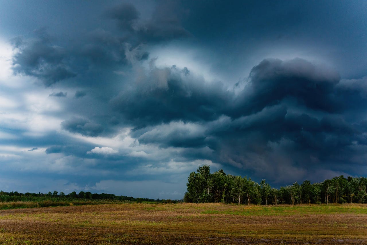 Storm clouds over the field