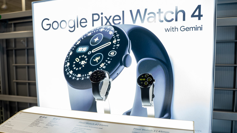 google pixel watch 4 promotional setup at a store