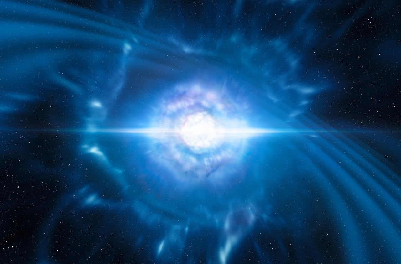 Artist's depiction of two neutron stars merging. Credit - ESO/L. Calçada/M. Kornmesser