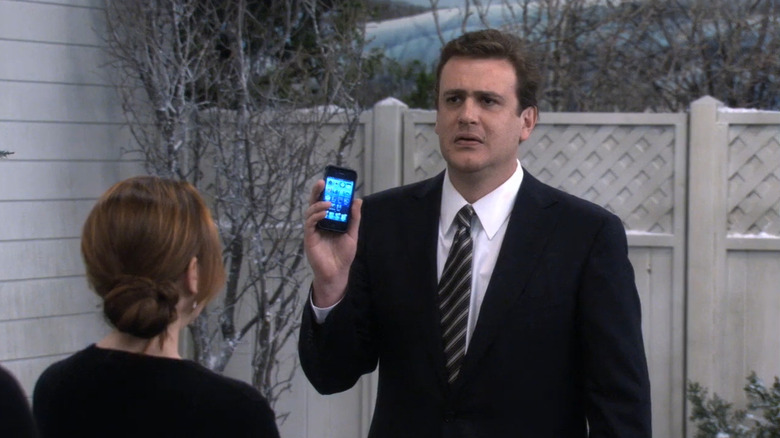 Jason Segel as Marshall, presenting a voicemail on How I Met Your Mother.