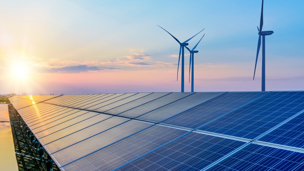 solar panels and wind turbines