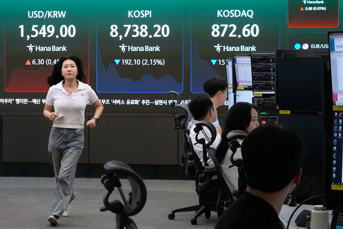 World shares skid as traders sell to lock in profits after recent rallies driven by AI