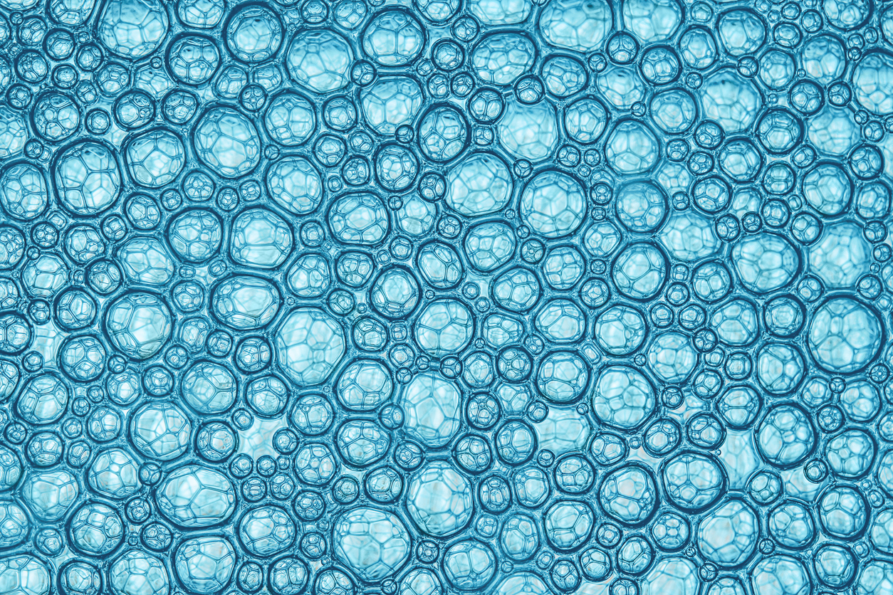 texture of air bubbles in blue water