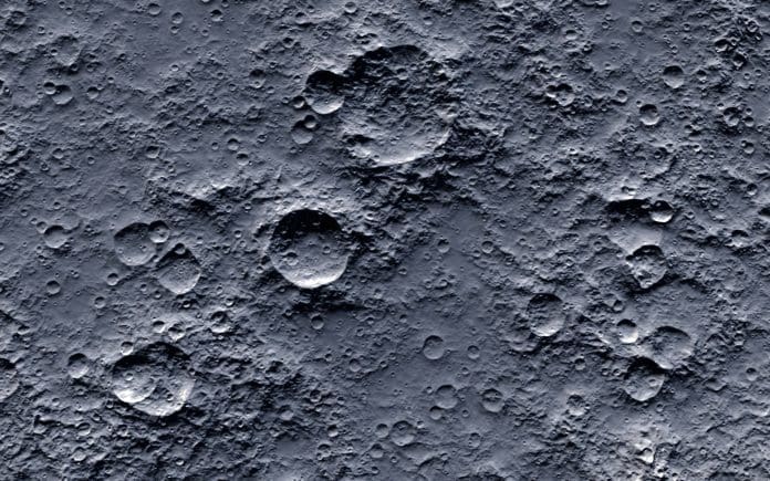 Closeup of moon surface texture